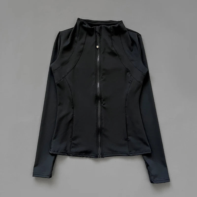 Collar Fitness Jacket For Women Slim-Fit