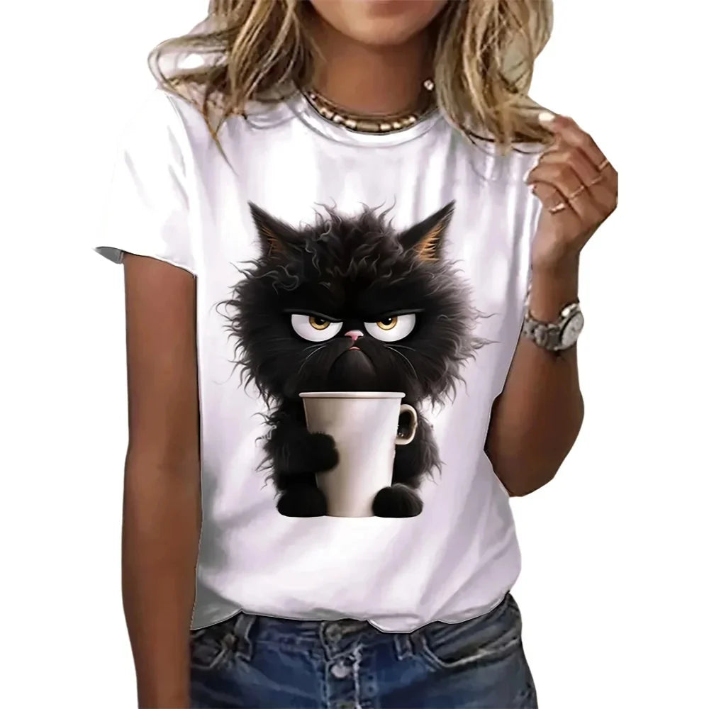 Women Funny Cat T-shirt