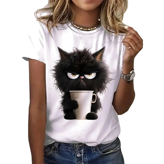 Women Funny Cat T-shirt