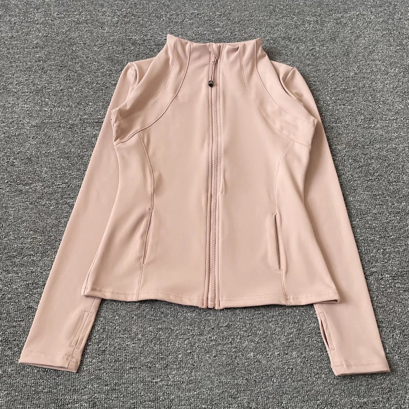 Collar Fitness Jacket For Women Slim-Fit