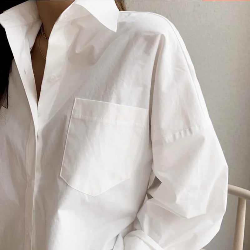Elegant White Casual Loose Blouses