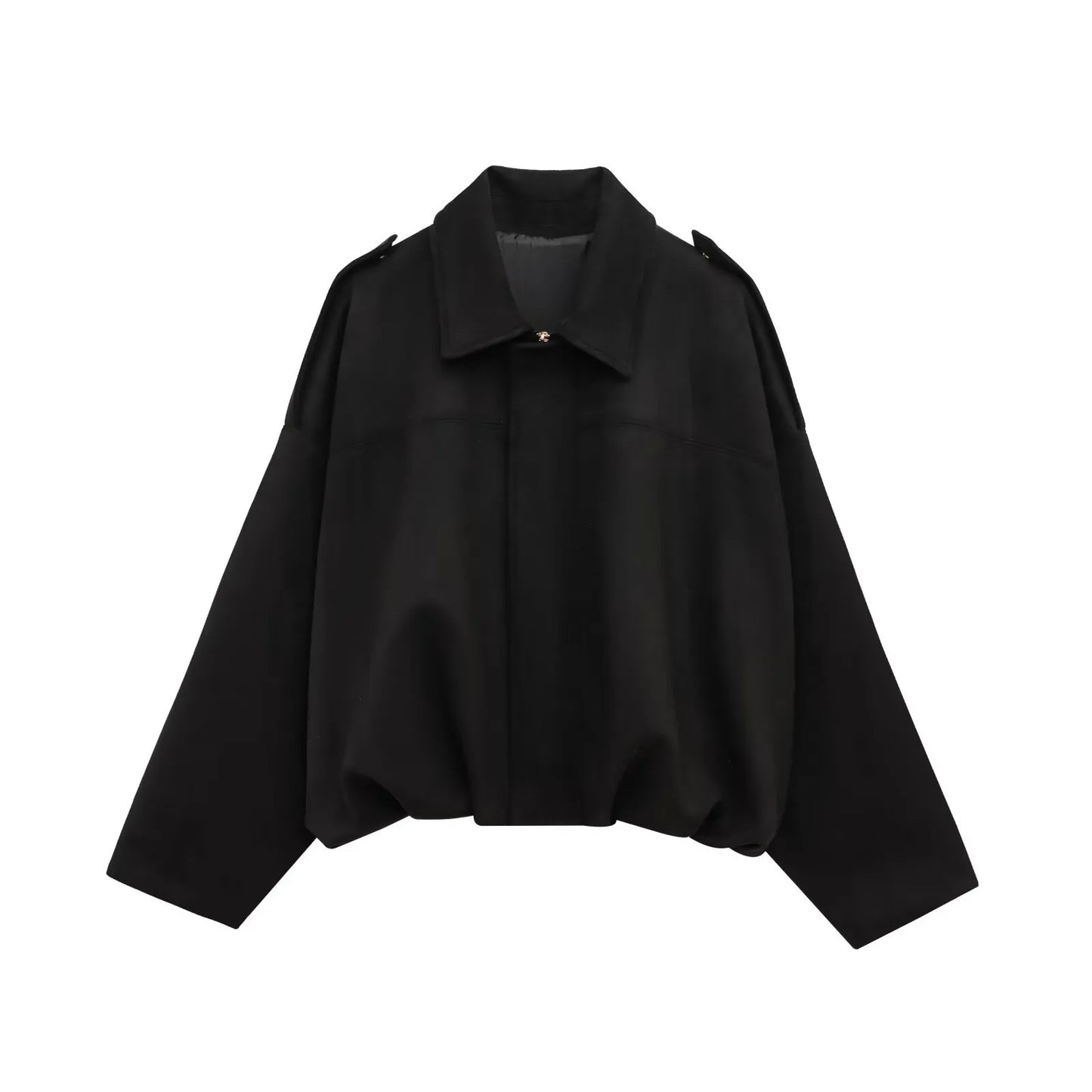 Women Faux Suede Collared Jacket