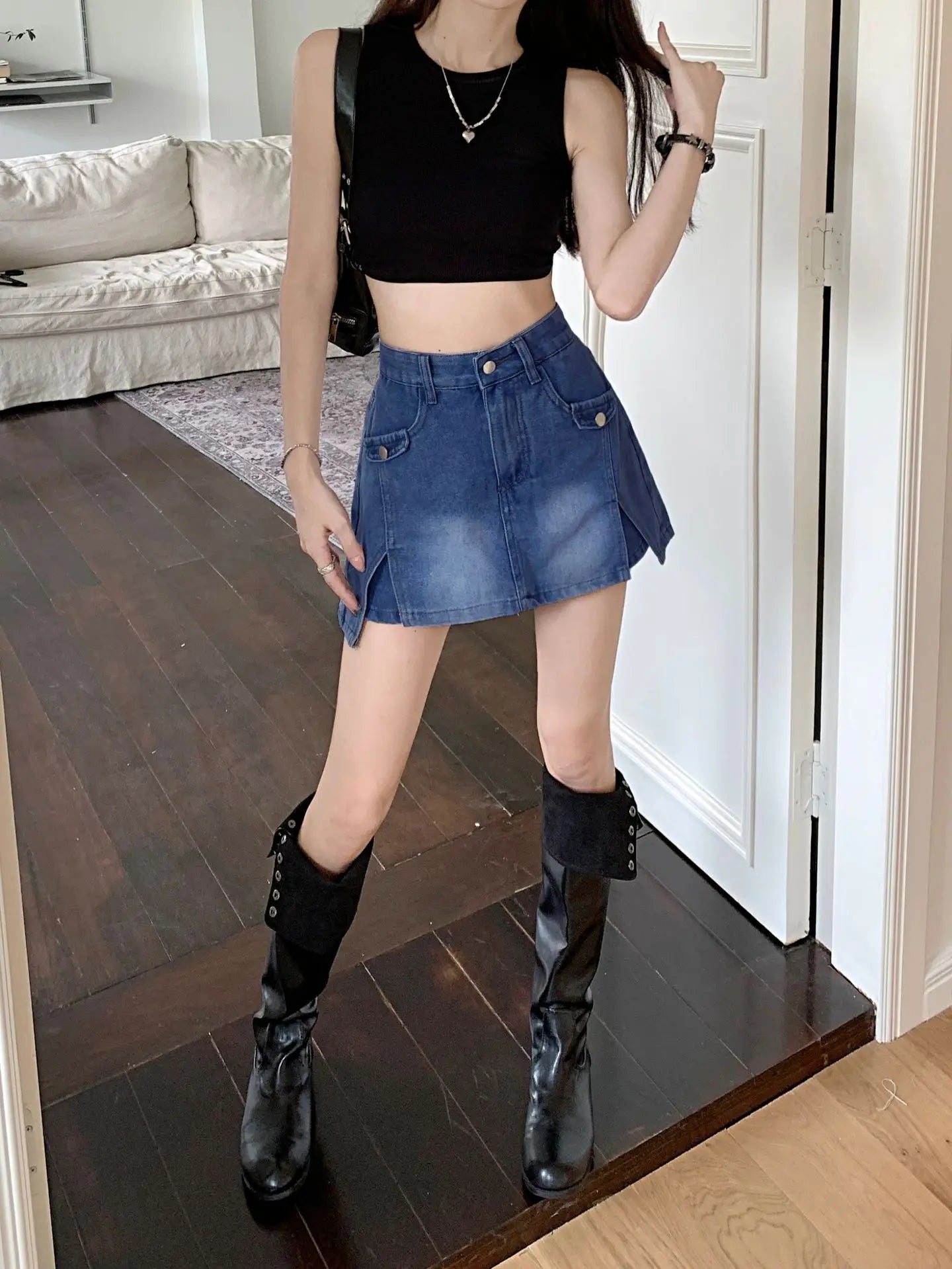 Women Denim Short Skirt