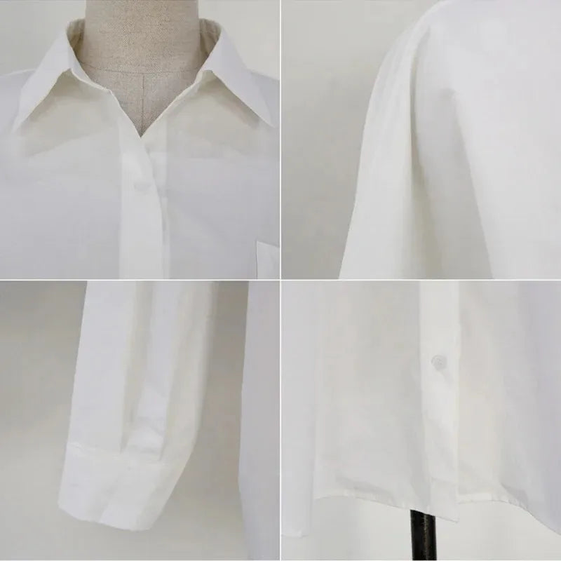 Elegant White Casual Loose Blouses