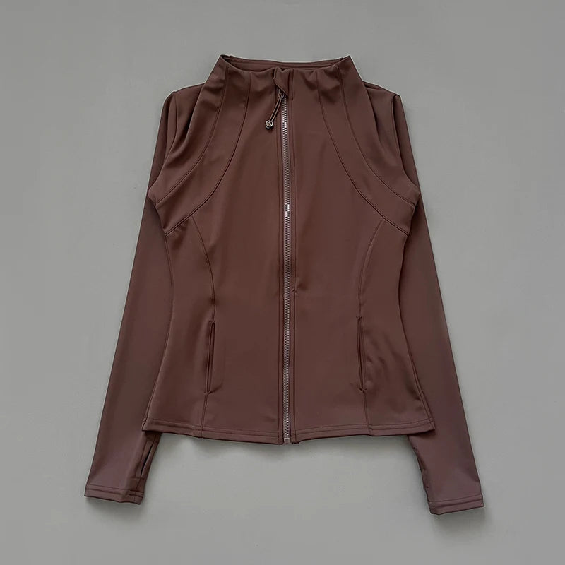 Collar Fitness Jacket For Women Slim-Fit