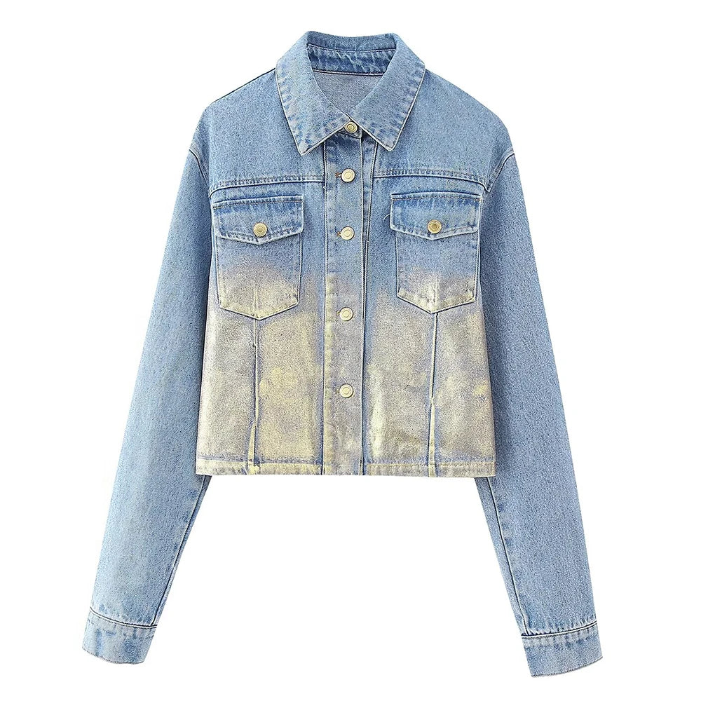 Women Retro Denim Short Jacket